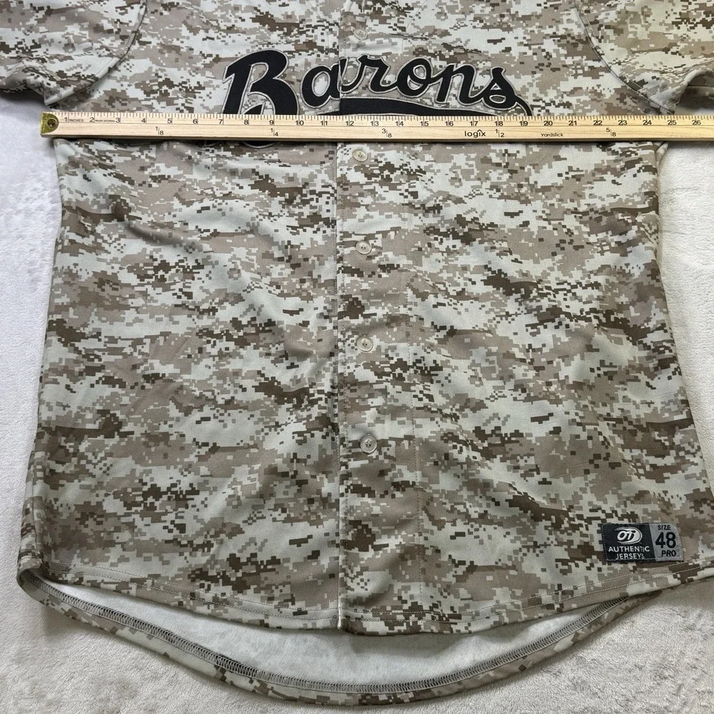 Birmingham Barons Team Issued #22 Authentic MiLB Military Camo Jersey Size 48